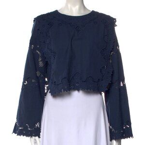 Sea New York Bateau Neckline Long Sleeve Crop Top - Size S